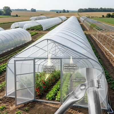 Hydroponic NFT Tunnel Greenhouse 6m Wide 25m Long Galvanized Frame Complete Growing Kit